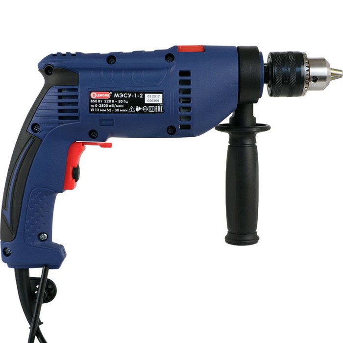 Дрель ударная "ДИОЛД" МЭСУ-1-2, 850 Вт, 44800 уд/мин, 2500 об/мин, ЗВП 13 мм