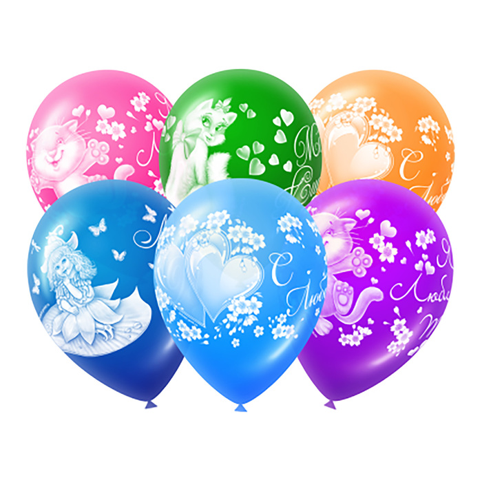 Шар латексный 10" "Любовь", пастель, 4 ст., набор 50 шт., МИКС