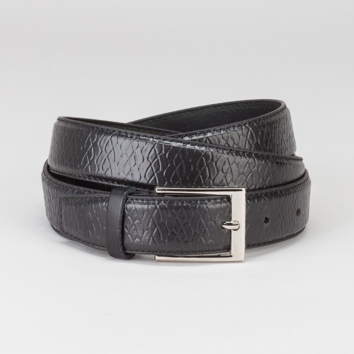 Ремень мужской Великан, кора дуба, пряжка металл, ширина - 3,5 см, цвет чёрный