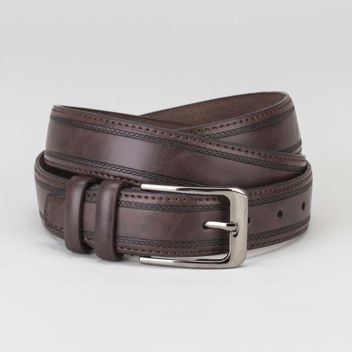Ремень мужской, пряжка металл, ширина - 3,5 см, цвет коричневый