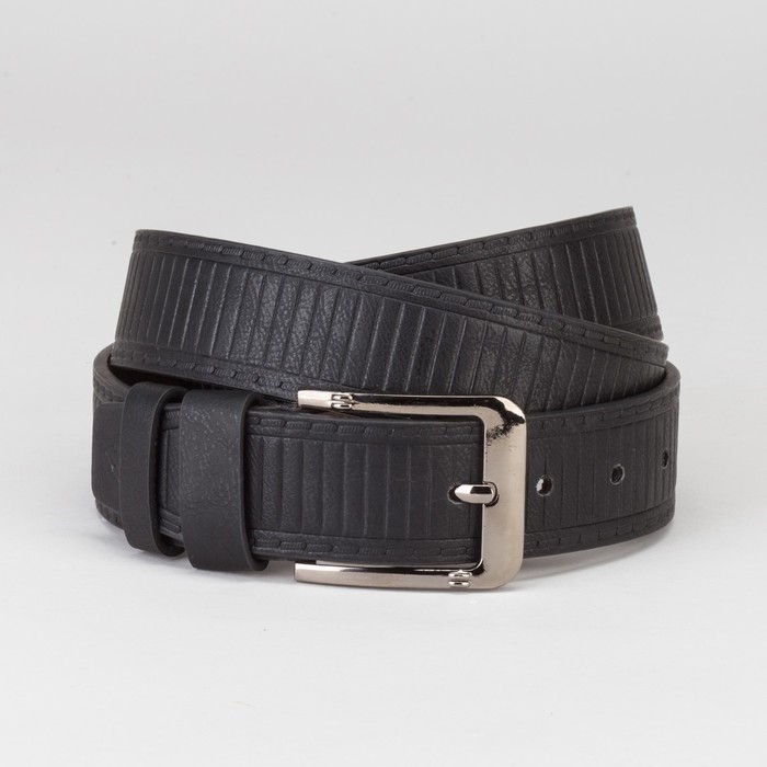 Ремень мужской Великан, пряжка металл, ширина - 4 см, цвет чёрный