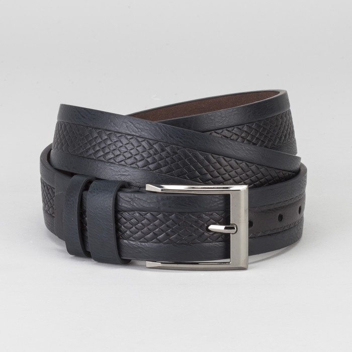 Ремень мужской Великан, пряжка тёмный металл, ширина - 4 см, цвет синий