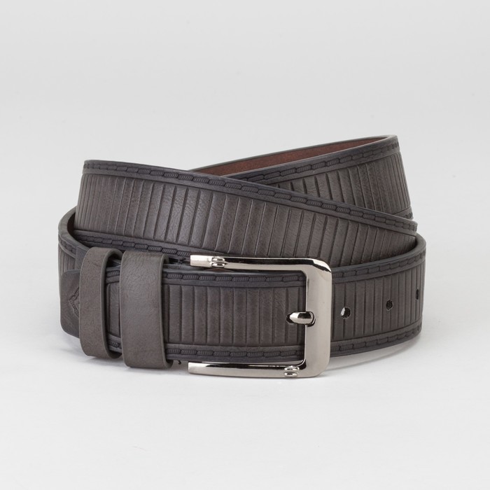 Ремень мужской Великан, пряжка тёмный металл, ширина - 4 см, цвет серый