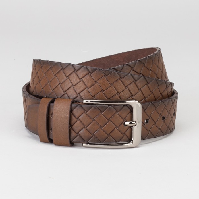 Ремень мужской Великан, пряжка тёмный металл, ширина - 4 см, цвет рыжий