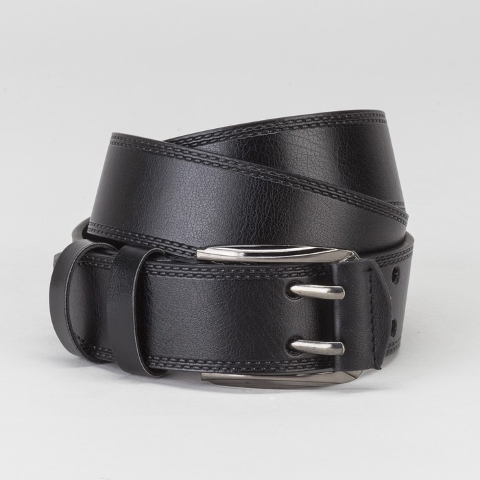 Ремень мужской, винт, пряжка под тёмный металл, 2 прокола, цвет чёрный