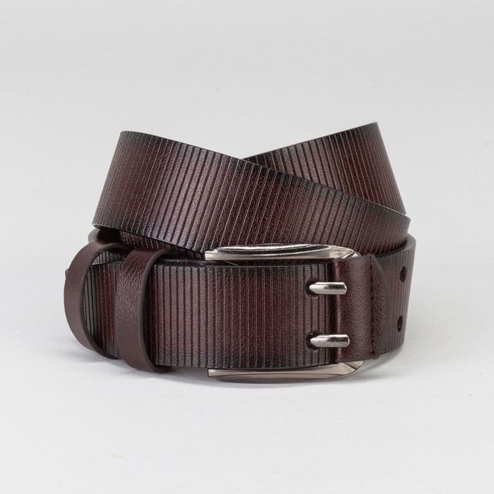 Ремень мужской, пряжка тёмный металл, 2 прокола, ширина - 4 см, цвет кофе