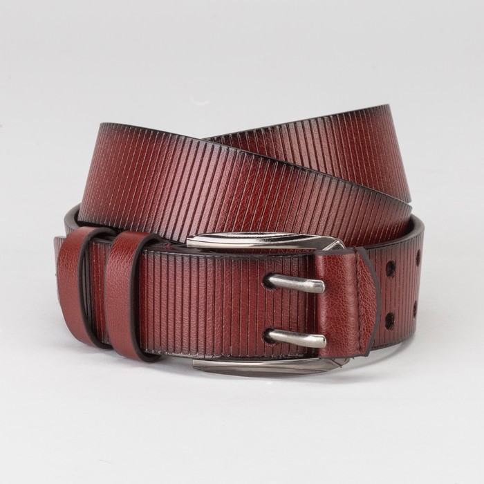 Ремень мужской, пряжка тёмный металл, 2 прокола, ширина - 4 см, цвет рыжий