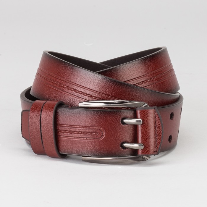 Ремень мужской, пряжка тёмный металл, 2 прокола, ширина - 4 см, цвет рыжий