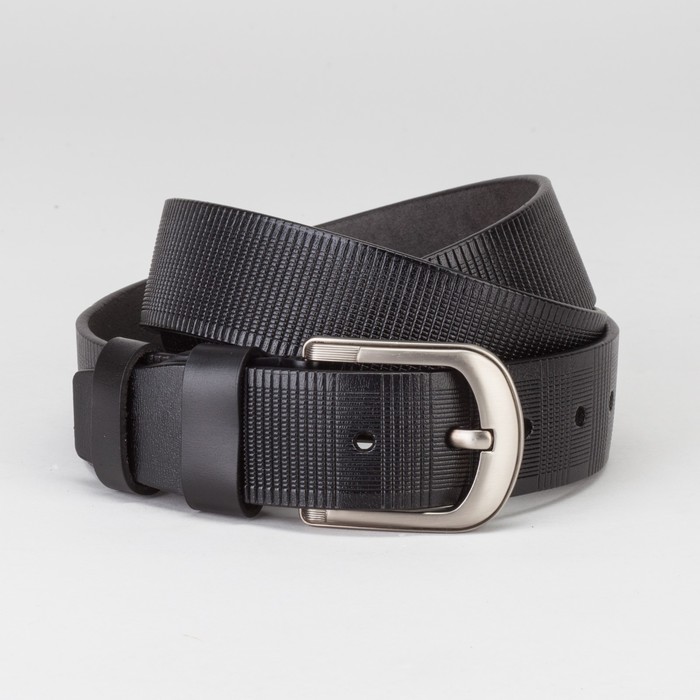 Ремень мужской Великан, пряжка тёмный металл, ширина - 4 см, цвет чёрный