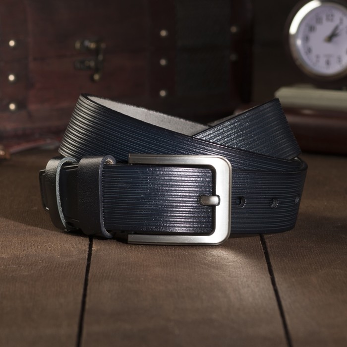 Ремень мужской Великан, пряжка металл микс, ширина - 4 см, цвет синий