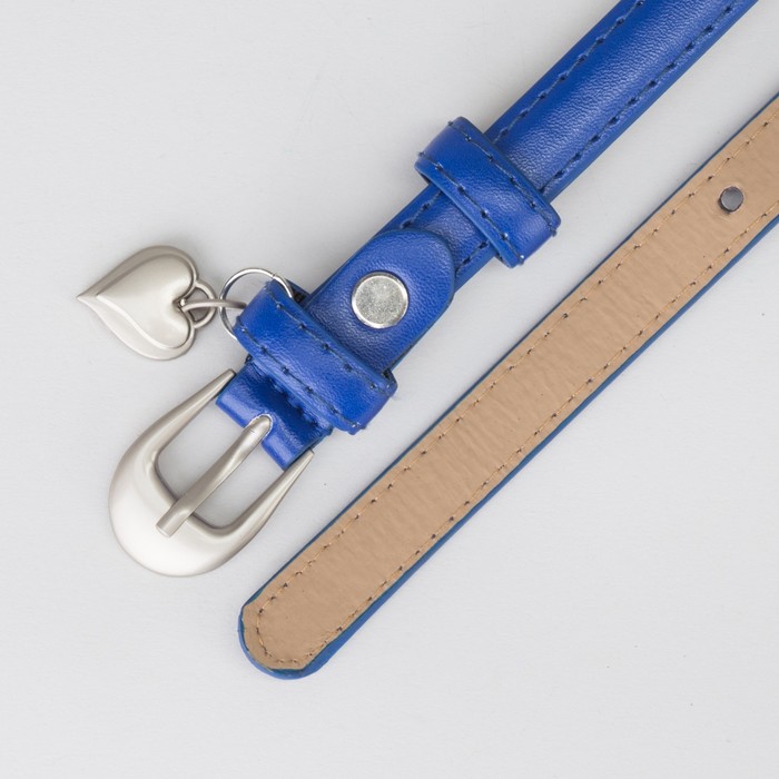 Ремень женский, гладкий, пряжка металл, ширина - 1,5 см, цвет синий