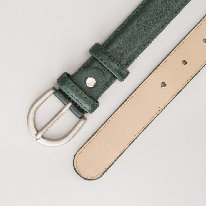 Ремень женский Великан, гладкий, пряжка металл, ширина - 3 см, цвет зелёный