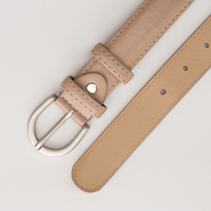 Ремень женский Великан, гладкий, пряжка металл, ширина - 3 см, цвет бежевый