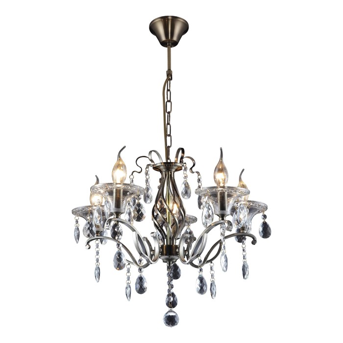 Люстра подвесная Zoe 5x40Вт E14 античная бронза 53x53x150см