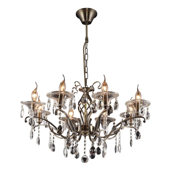 Люстра подвесная Zoe 8x40Вт E14 античная бронза 71x71x152см