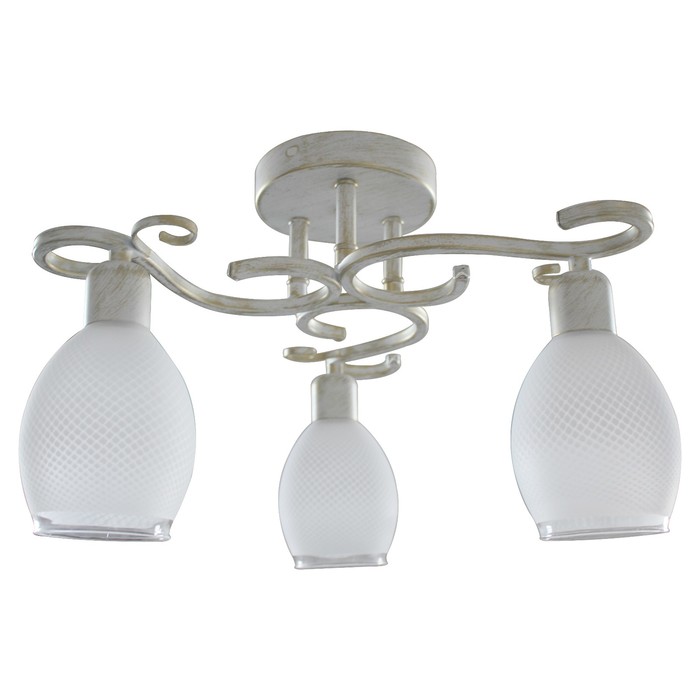 Люстра потолочная Loretta 3x40Вт E14 белая патина 44x44x27см