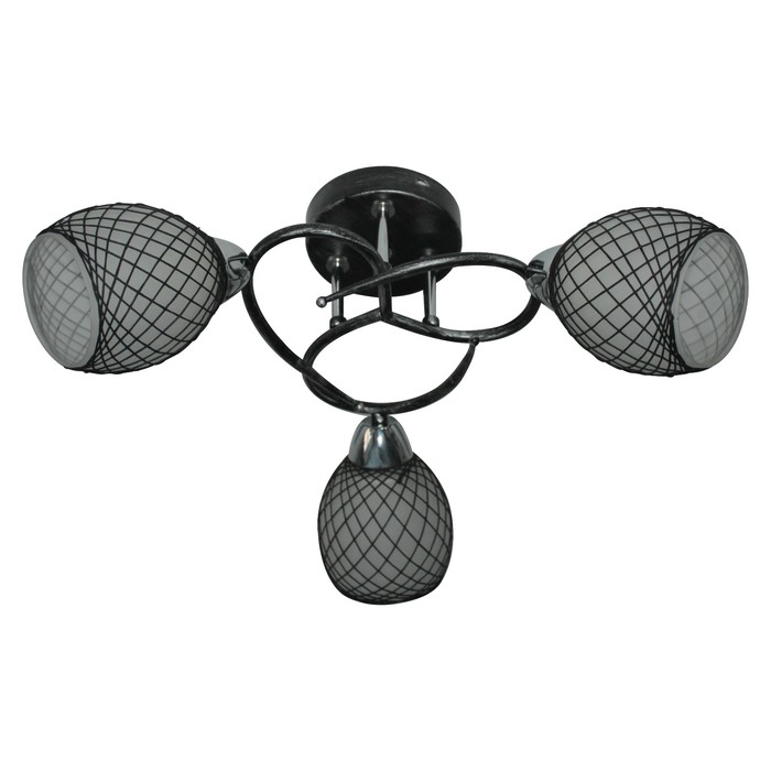 Люстра потолочная Jeanine 3x40Вт E14 черный, хром 52x52x22см