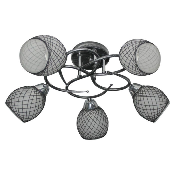 Люстра потолочная Jeanine 5x40Вт E14 черный, хром 58x58x22см