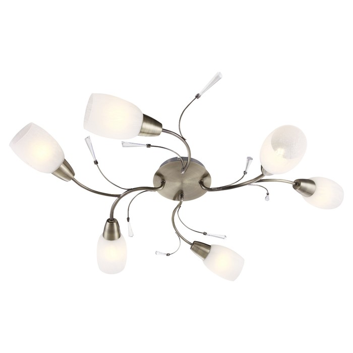 Люстра потолочная FORREST 6x40Вт E14 античная бронза 80x47x17см