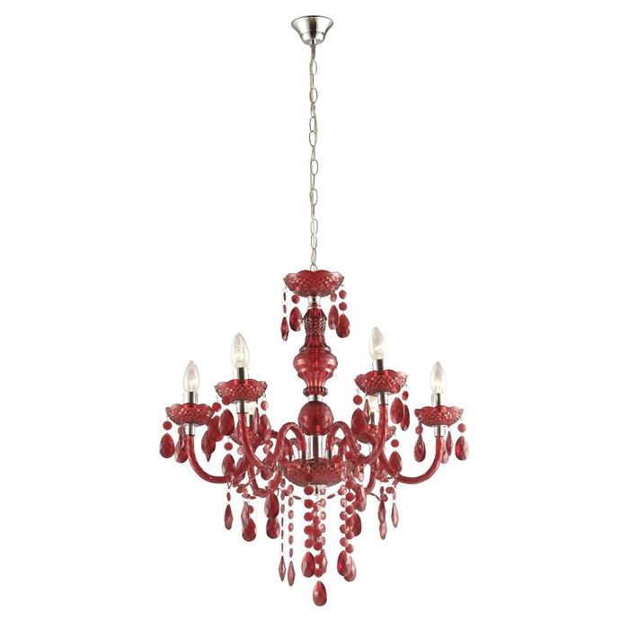 Люстра подвесная CUIMBRA I 6x40Вт E14 красный 67x67x166см