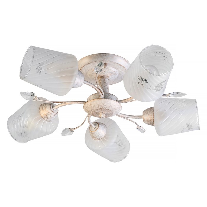 Люстра потолочная Pamela 5x60Вт E14 белый с золотом  51x51x16см