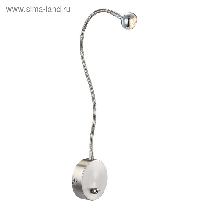 фото Бра serpent 1x3вт led матовый никель 41x52см globo lighting