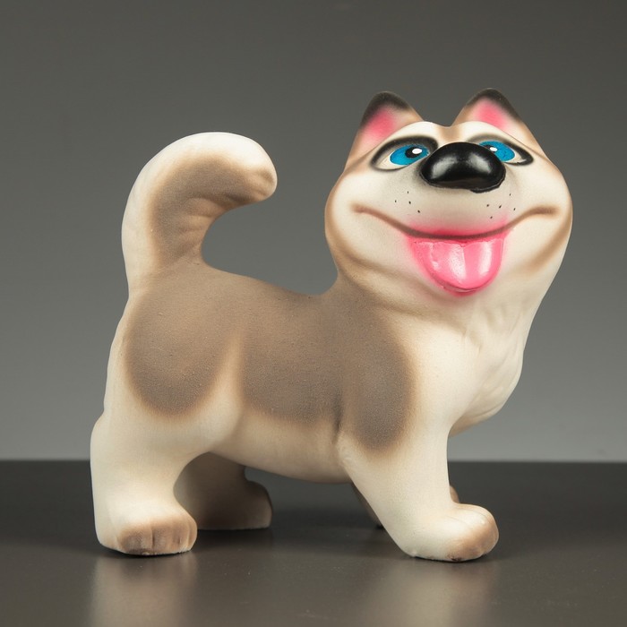 Копилка "Собака Хаски" бело-серая, флок микс