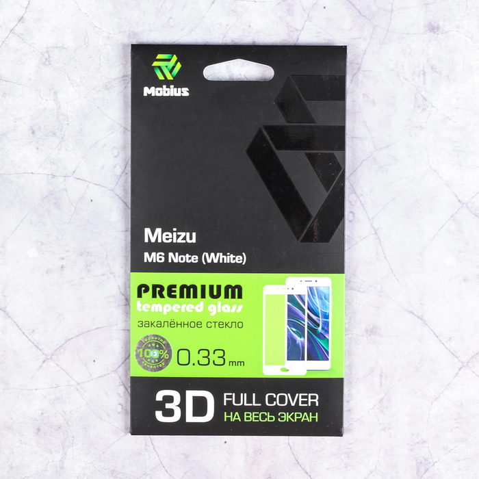 Защитное стекло Mobius для Meizu M6 Note 3D Full Cover (White)