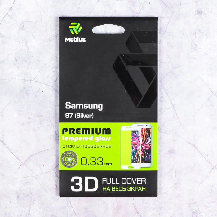 Защитное стекло Mobius для Samsung S7 3D Full Cover (Silver)
