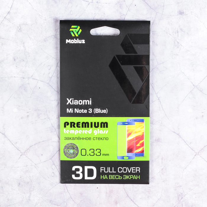 Защитное стекло Mobius для Xiaomi Mi Note 3 3D Full Cover (Blue)