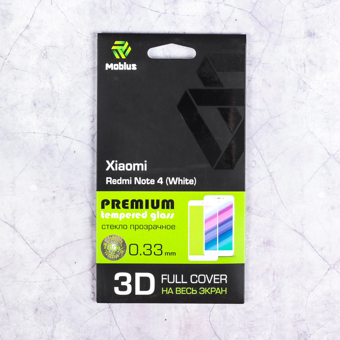 Защитное стекло Mobius для Xiaomi Redmi Note 4 3D Full Cover (White)