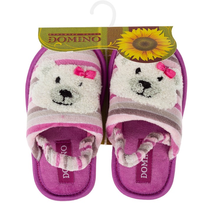 Тапочки детские Domino (арт.D-K313), цвет розовый/полоска, размер 25-26