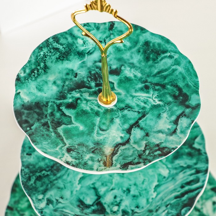 Блюдо 3 яруса "Малахит" 15/17,8/22,8 см