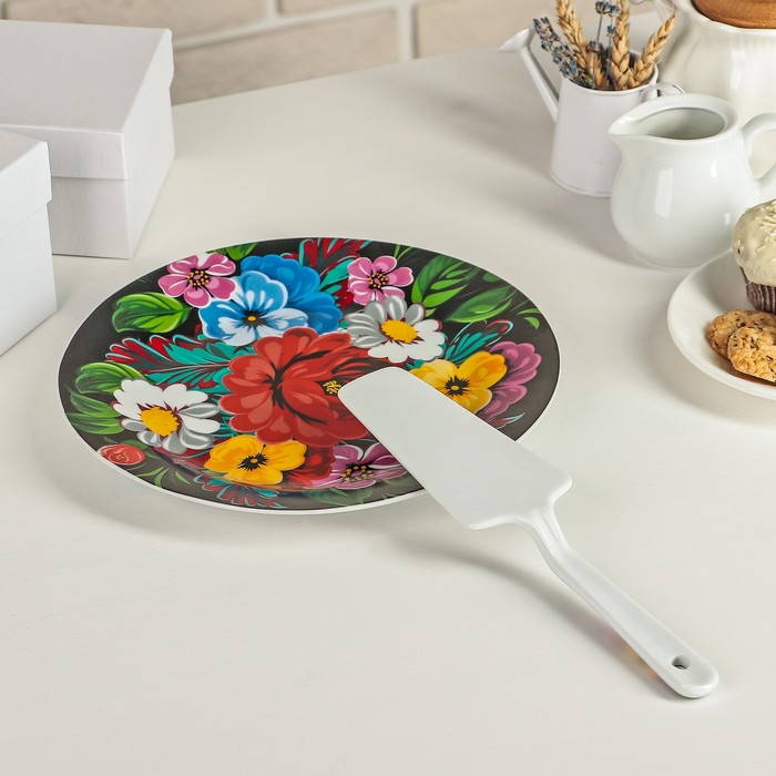 Тортовница 22,8 см "Жостово", лопатка 24х5,5 см