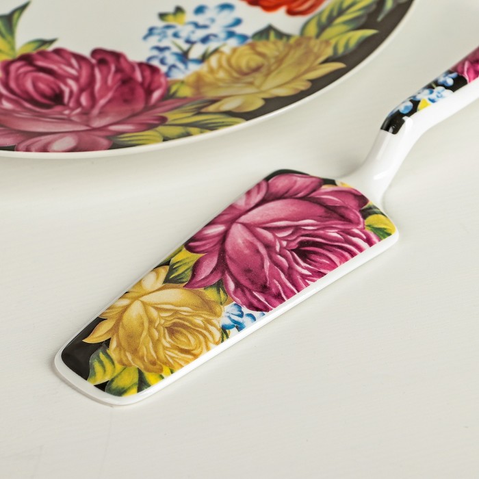 Тортовница 22,8 см "Роспись", лопатка 24х5,5 см