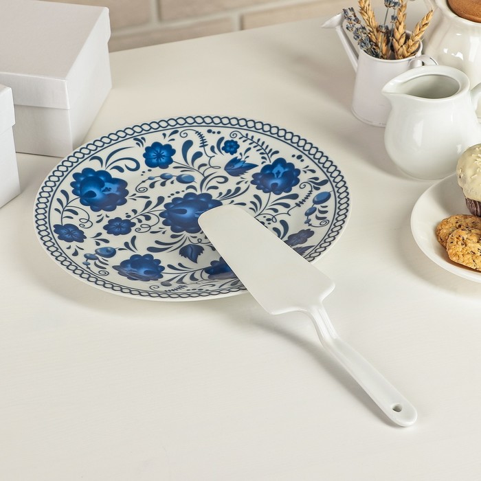 Тортовница 22,8 см "Гжель", лопатка 24х5,5 см