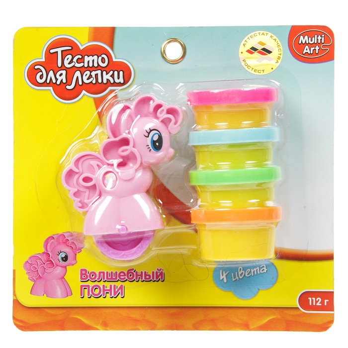Тесто для лепки "Пони", 4 цвета, 112 г, формочки