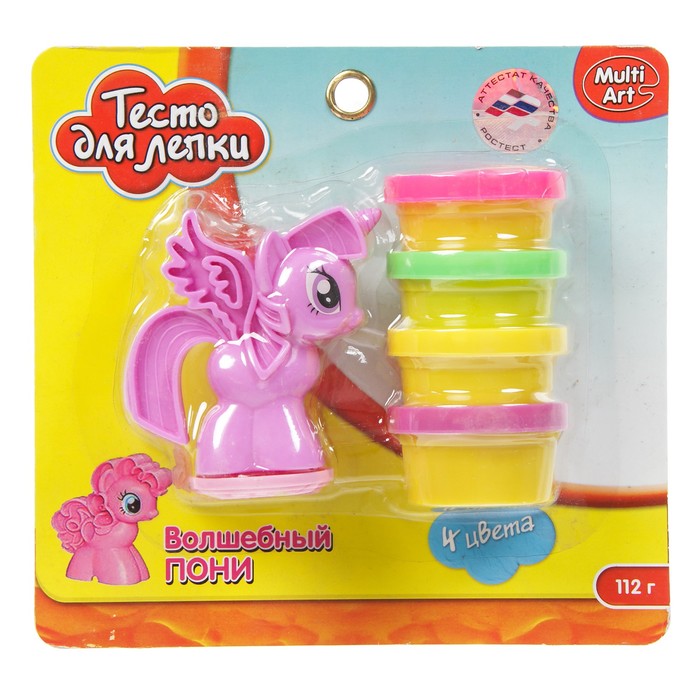 Тесто для лепки "Пони", 4 цвета, 112 г, формочки
