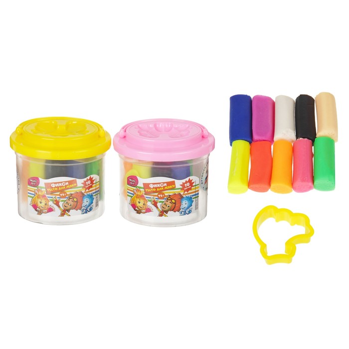 Тесто для лепки "Фиксики", 10 цветов, 75 г + формочка