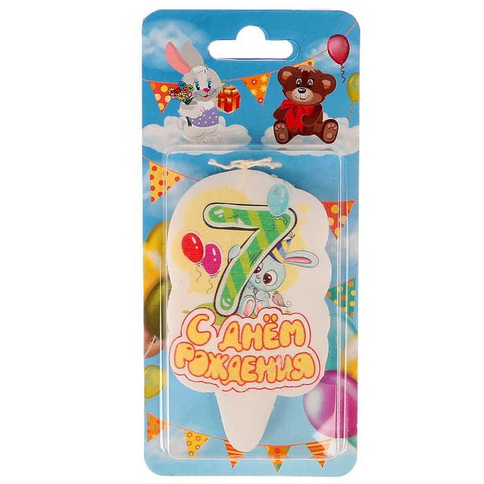 Свеча для торта цифра "Зайчик" "7"