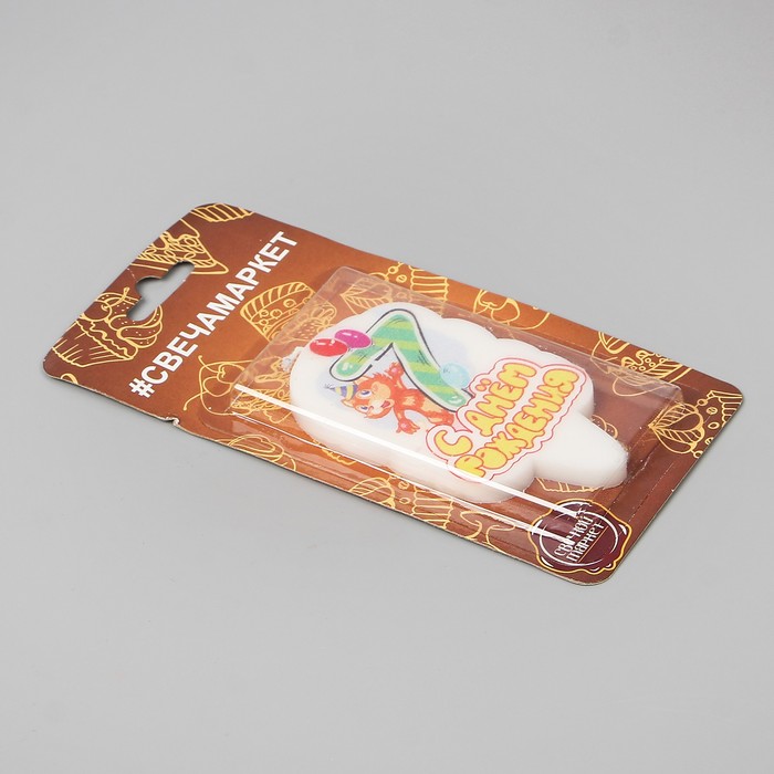 Свеча для торта цифра "Котик" "7"
