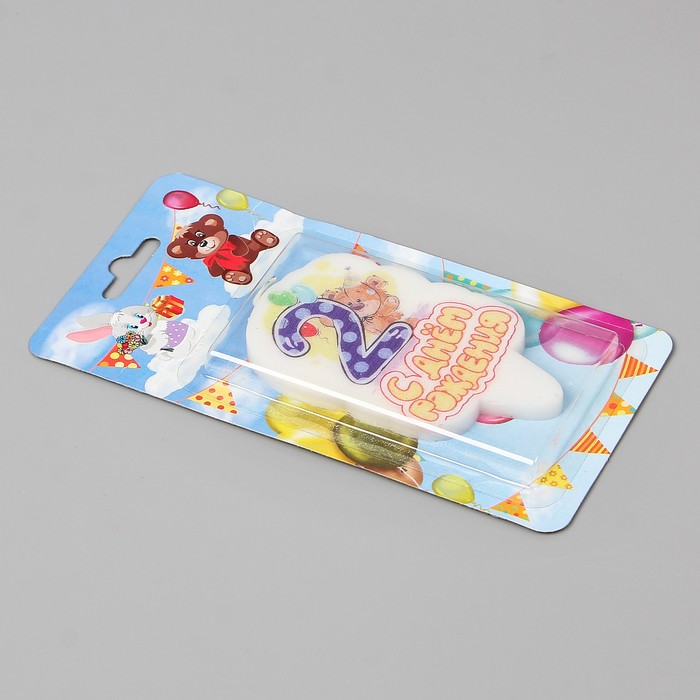 Свеча для торта цифра "Медвежонок" "2"