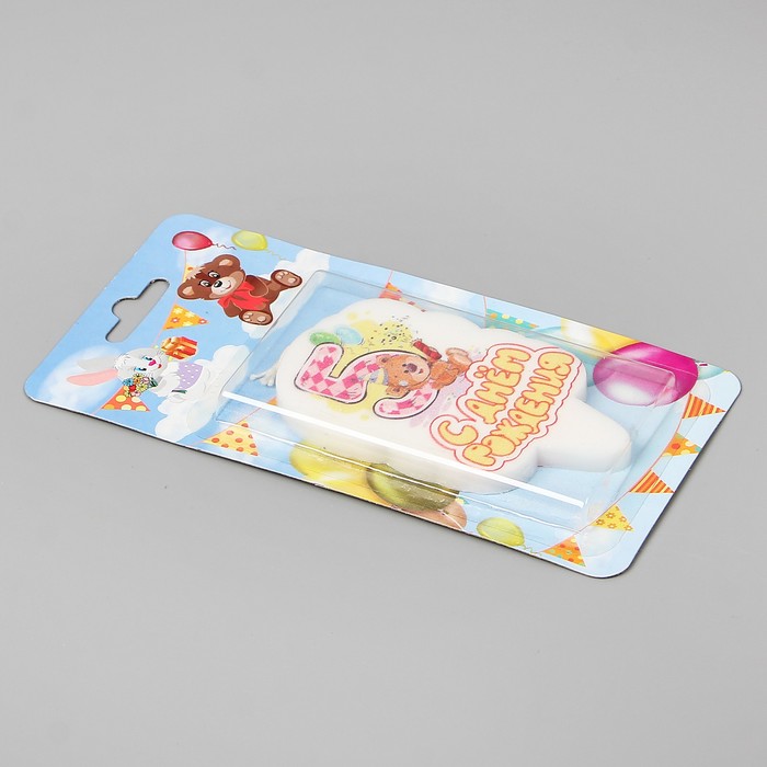 Свеча для торта цифра "Медвежонок" "5"