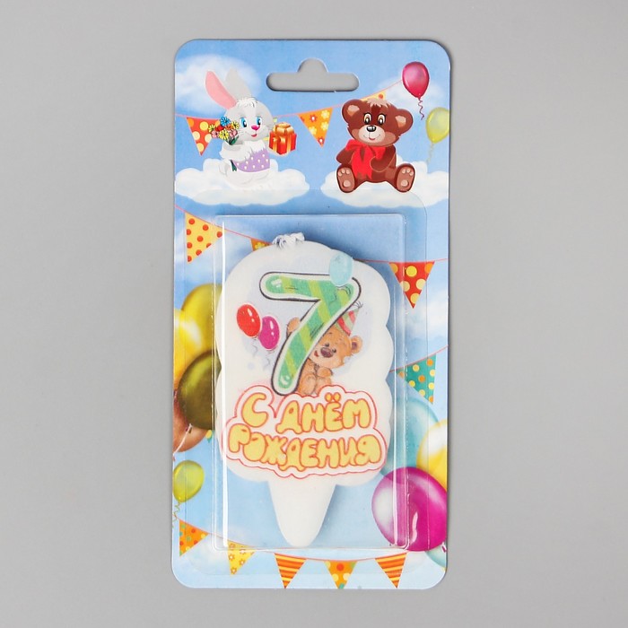 Свеча для торта цифра "Медвежонок" "7"