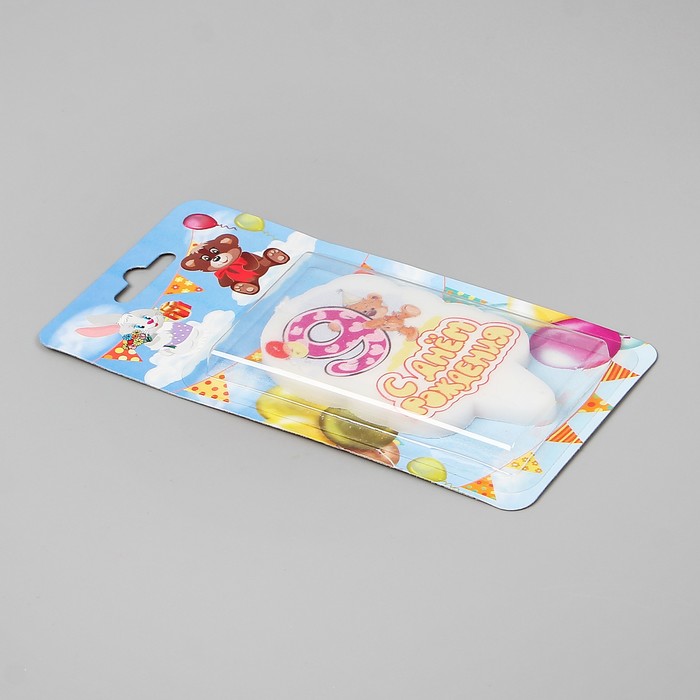 Свеча для торта цифра "Медвежонок" "9"