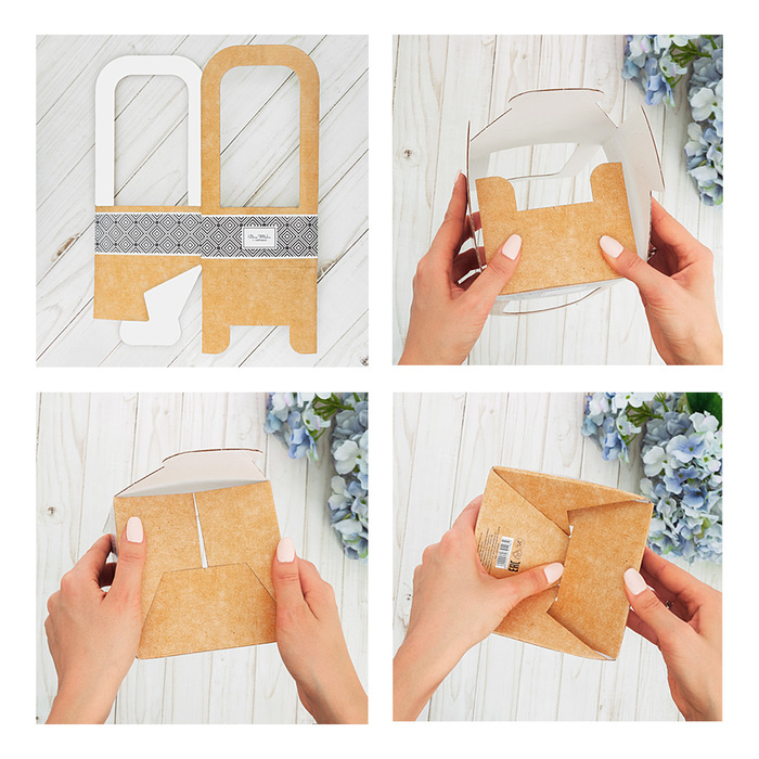 Мини–коробка из микрогофрокартона «Счастье рядом», 12 см × 12 см × 22 см