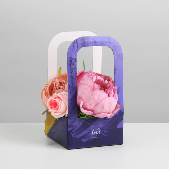фото Коробка-переноска для цветов «с любовью», 12 × 12 × 22 см дарите счастье