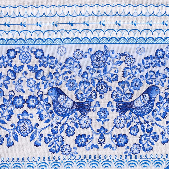 Набор «Птицы» под гжель: фартук, полотенце (40 × 75 см), варежка, прихватка (18 × 18 см), хлопок (100 %), рогожка,160 г/м²