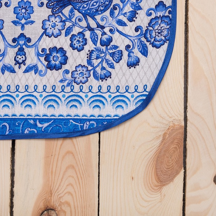 Набор «Птицы» под гжель: фартук, полотенце (40 × 75 см), варежка, прихватка (18 × 18 см), хлопок (100 %), рогожка,160 г/м²