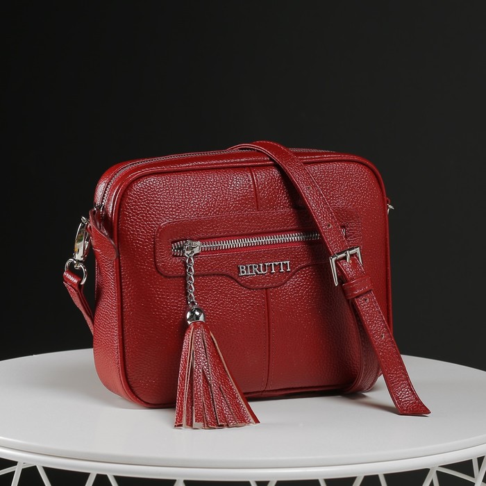 Сумка женская, отдел на молнии, 2 наружных кармана, длинный ремень, цвет бордовый